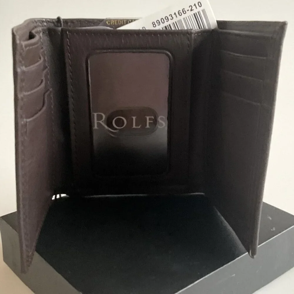 ROLFS GENIUNE LEATHER TRI FOLD WALLET BROWN